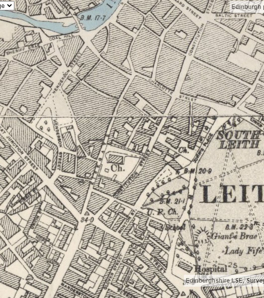 Six inch to the mile mapping from 1896/1897 showing our tenement in Leith.