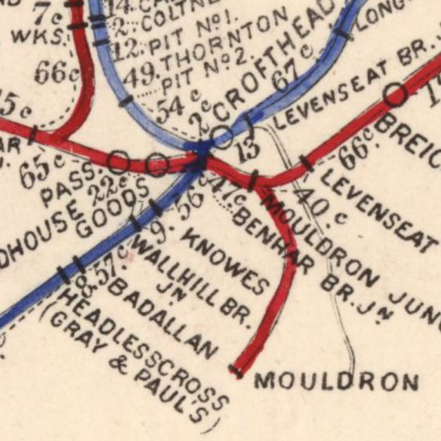 Detail from Airey's railway map of Scotland