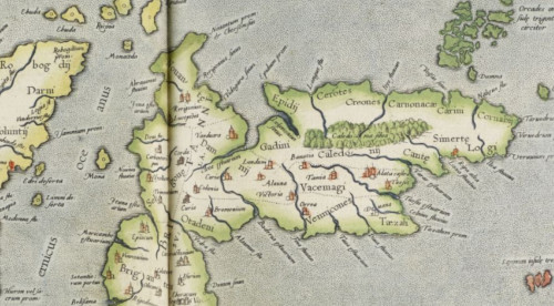 Extract of Cladius Ptolemy's Europae I showing Scotland