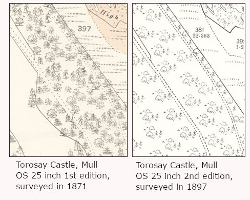 Two extracts from maps of Torosay from 1871 and 1897