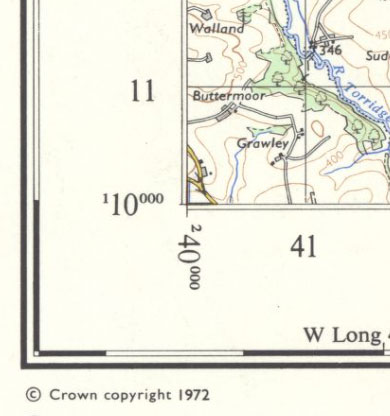 Ordnance Survey National Grid maps published in 1972 graphic