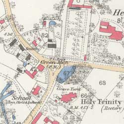 Detail of 25 inch map showing coloured features