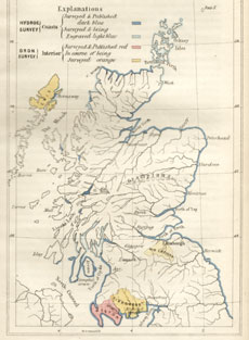 Sketch map showing the progress of the Ordnance and Hydrographical Surveys in 1861