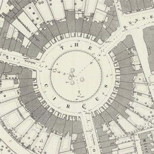 Detail of OS Town Plan showing the Circus in Bath, 1883