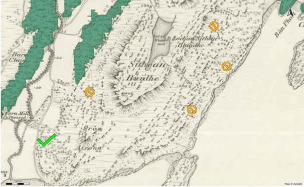 Sithean Buidhe, by Loch Caolisport - examples of woodland to include and exclude