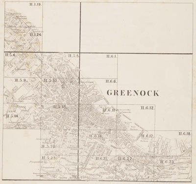 OLD ORDNANCE SURVEY DETAILED MAP SCOTLAND GREENOCK EAST  1896 S2.06 