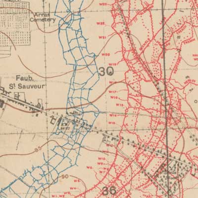 Detail of Trench Map, East of Arras, 1917