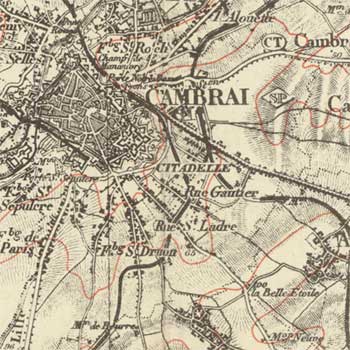 Detail of GSGS 2526 map for Cambrai, 1912